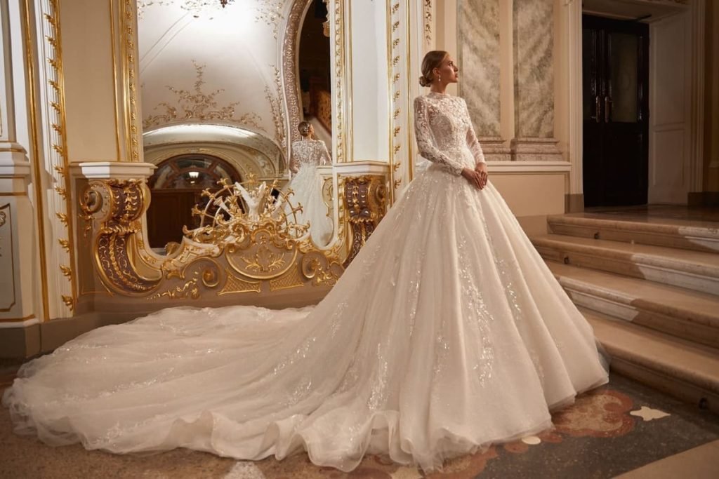 Woman in luxury dress